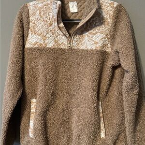 Vera Bradley Tan and Cream Fleece Sweater